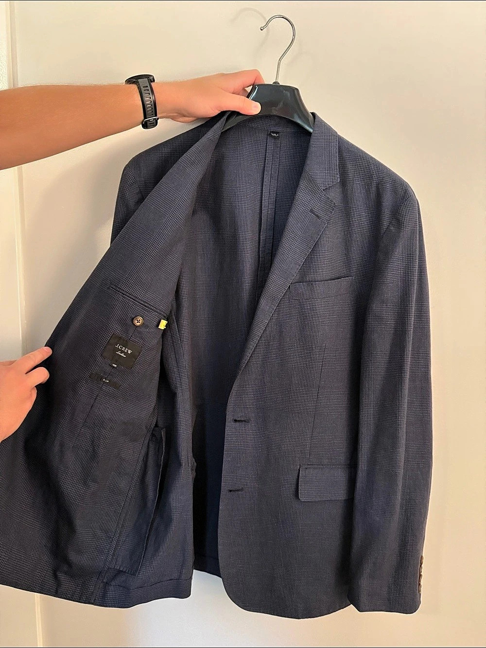 J.Crew Ludlow Slim-fit jacket in Portuguese cotton Navy Checkered 41R